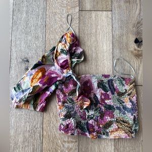 Zara one shoulder stretch crop top